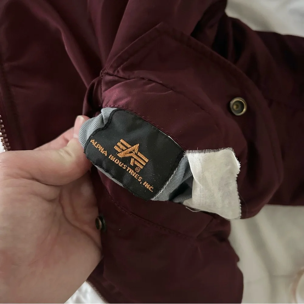 Alpha Industries MA-1 Deep Burgundy Bomber Jacket - Picture 10 of 10